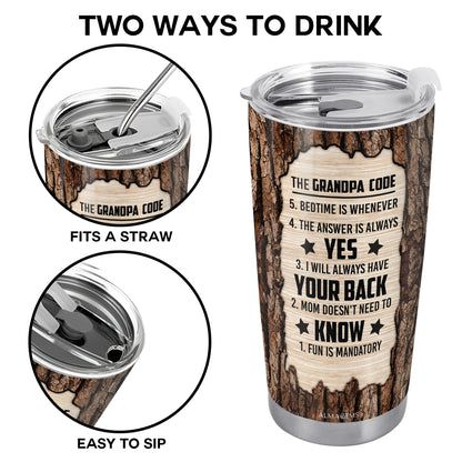 The Grandpa Code Tree Bark Design Tumbler