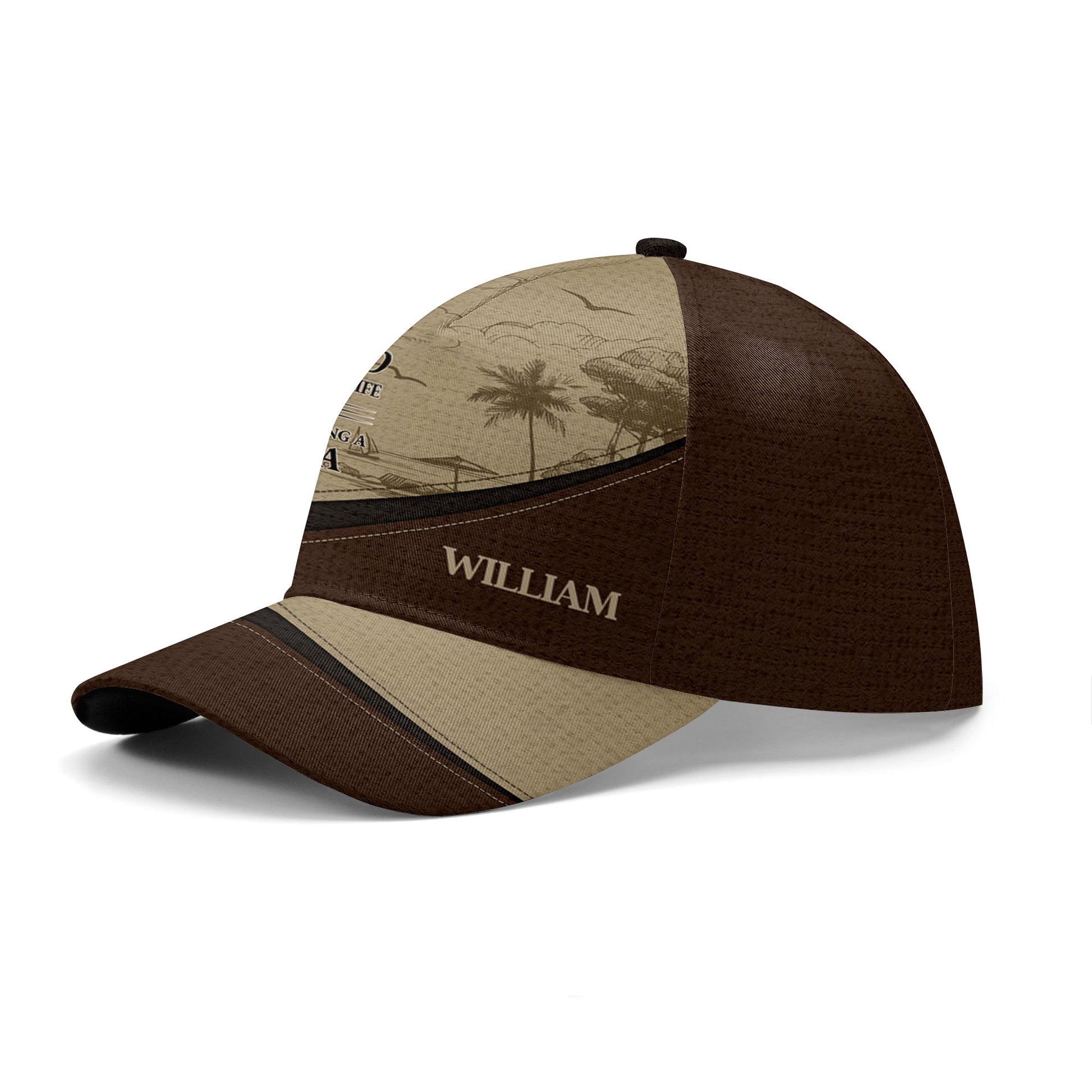 Tropical Beach and Palm Trees Adventure Cap