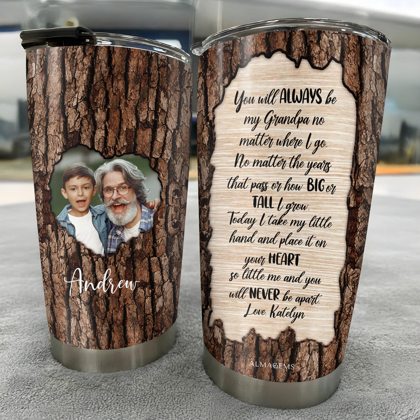 Grandpa Love Heart Touching Customizable Tumbler