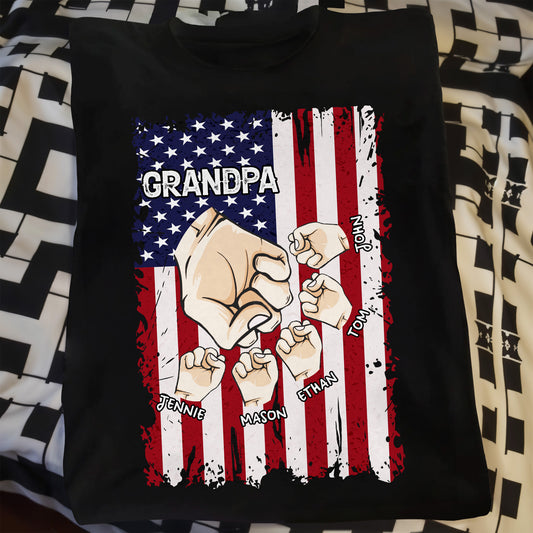 Granspa, Fists Clenching American Flag Design - Personalized Custom Unisex T-shirt, Hoodie - GRP011_BBAS