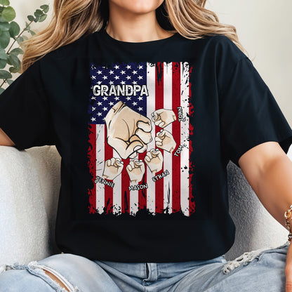 Granspa, Fists Clenching American Flag Design - Personalized Custom Unisex T-shirt, Hoodie - GRP011_BBAS