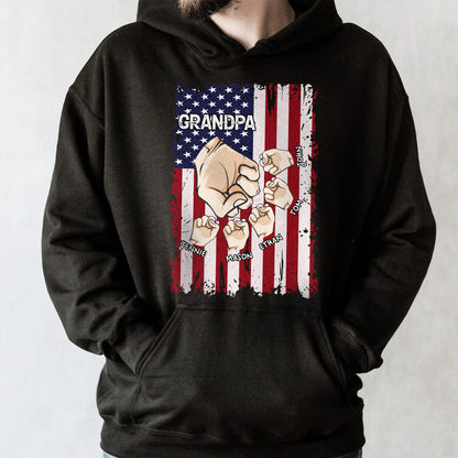 Granspa, Fists Clenching American Flag Design - Personalized Custom Unisex T-shirt, Hoodie - GRP011_BBAS