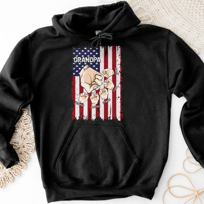 Granspa, Fists Clenching American Flag Design - Personalized Custom Unisex T-shirt, Hoodie - GRP011_BBAS