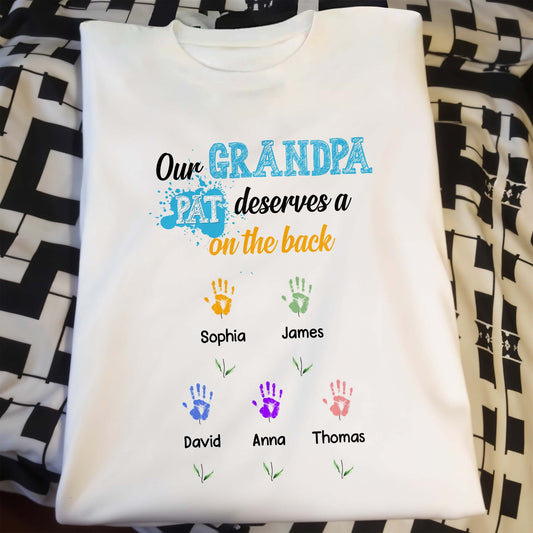 Our Grandpa Pat Deserves A Pat On The Back, Colored Handprints