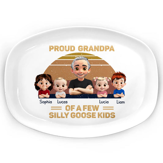 Proud Grandpa Of A Few Silly Goose Kids, Cartoon Grandpa And Children