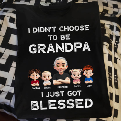 I Didn't Choose To Be Grandpa, Cartoon Characters and Family - Personalized Custom Unisex T-shirt, Hoodie - GRP020_BBAS
