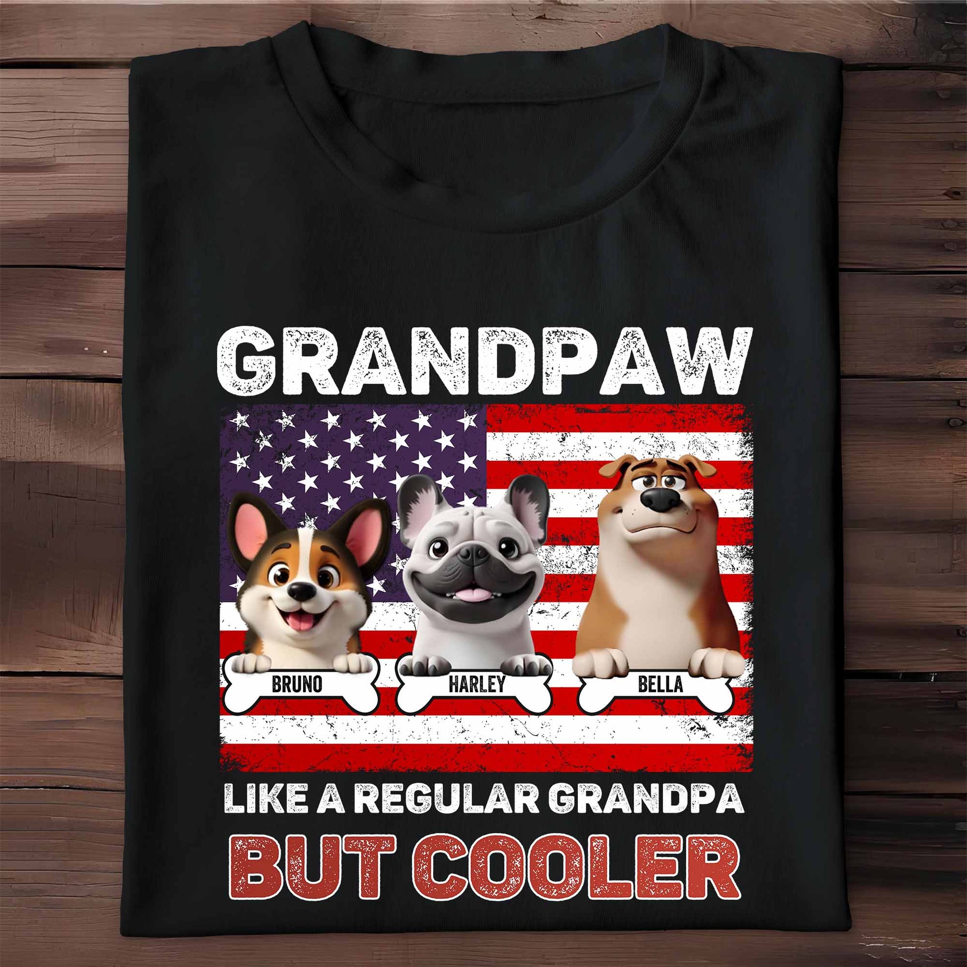 Grandpaw Like A Regular Grandpa But Cooler, Dogs and American Flag