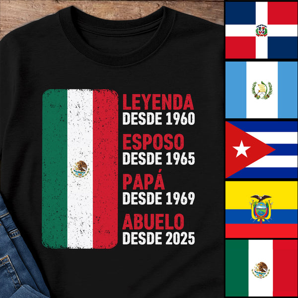 Leyenda desde, Esposo desde, Banderas de países - Camiseta y sudadera unisex personalizada - GRP040_BBAS