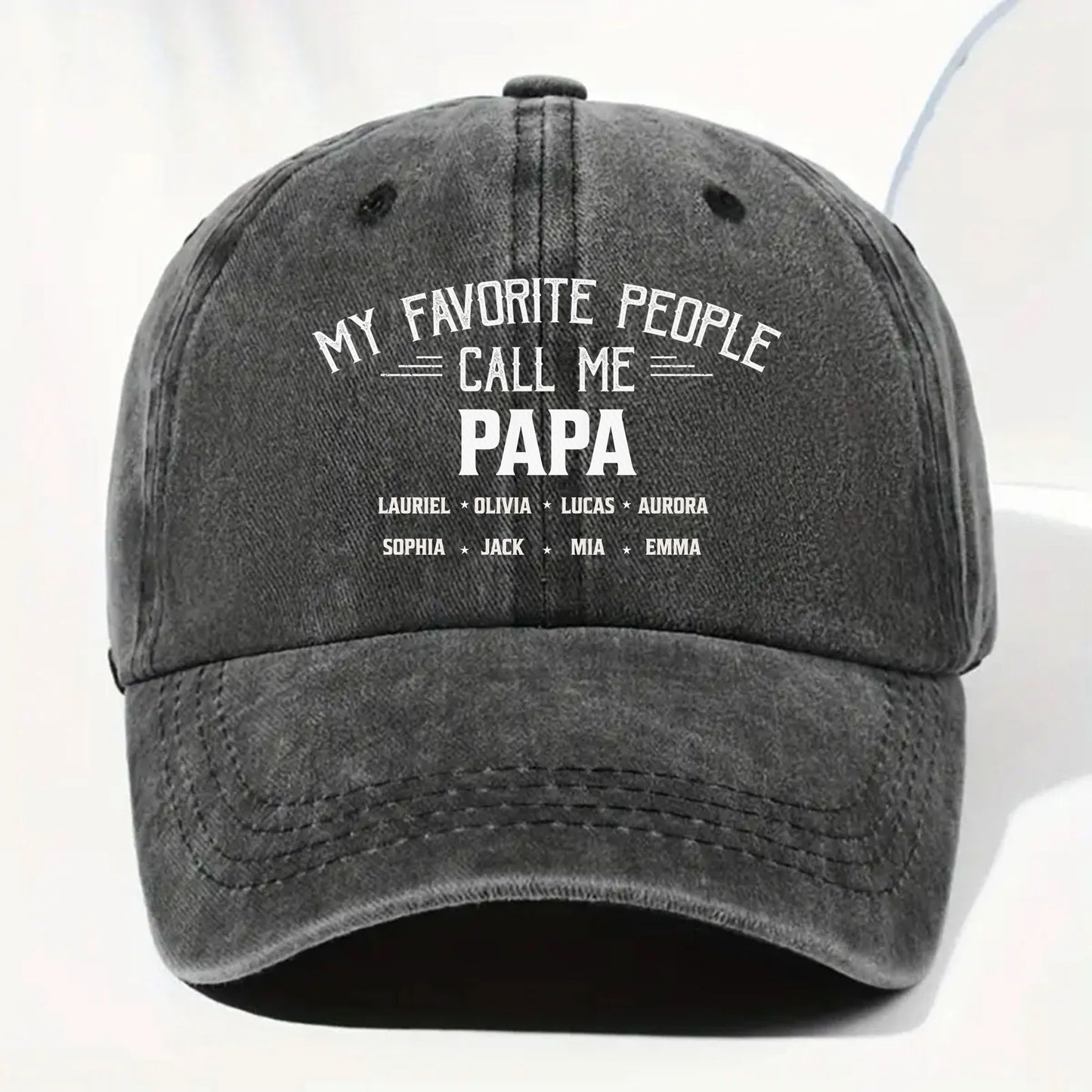 Gorra "Mis Personas Favoritas Me Llaman Papá" - Gorra personalizada de mezclilla lavada - GRP044_WDCAP