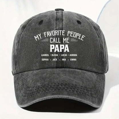Gorra "Mis Personas Favoritas Me Llaman Papá" - Gorra personalizada de mezclilla lavada - GRP044_WDCAP