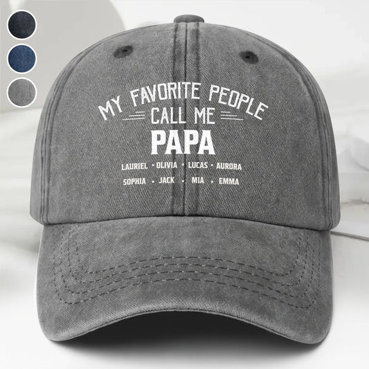 Gorra "Mis Personas Favoritas Me Llaman Papá" - Gorra personalizada de mezclilla lavada - GRP044_WDCAP
