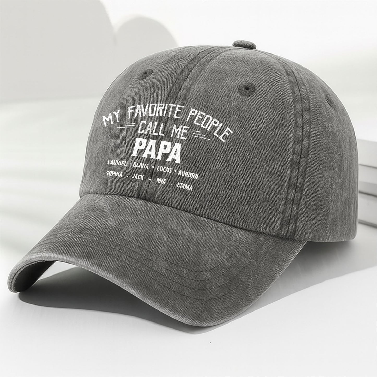 Gorra "Mis Personas Favoritas Me Llaman Papá" - Gorra personalizada de mezclilla lavada - GRP044_WDCAP