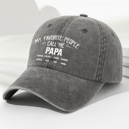 Gorra "Mis Personas Favoritas Me Llaman Papá" - Gorra personalizada de mezclilla lavada - GRP044_WDCAP