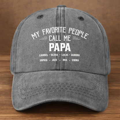 Gorra "Mis Personas Favoritas Me Llaman Papá" - Gorra personalizada de mezclilla lavada - GRP044_WDCAP