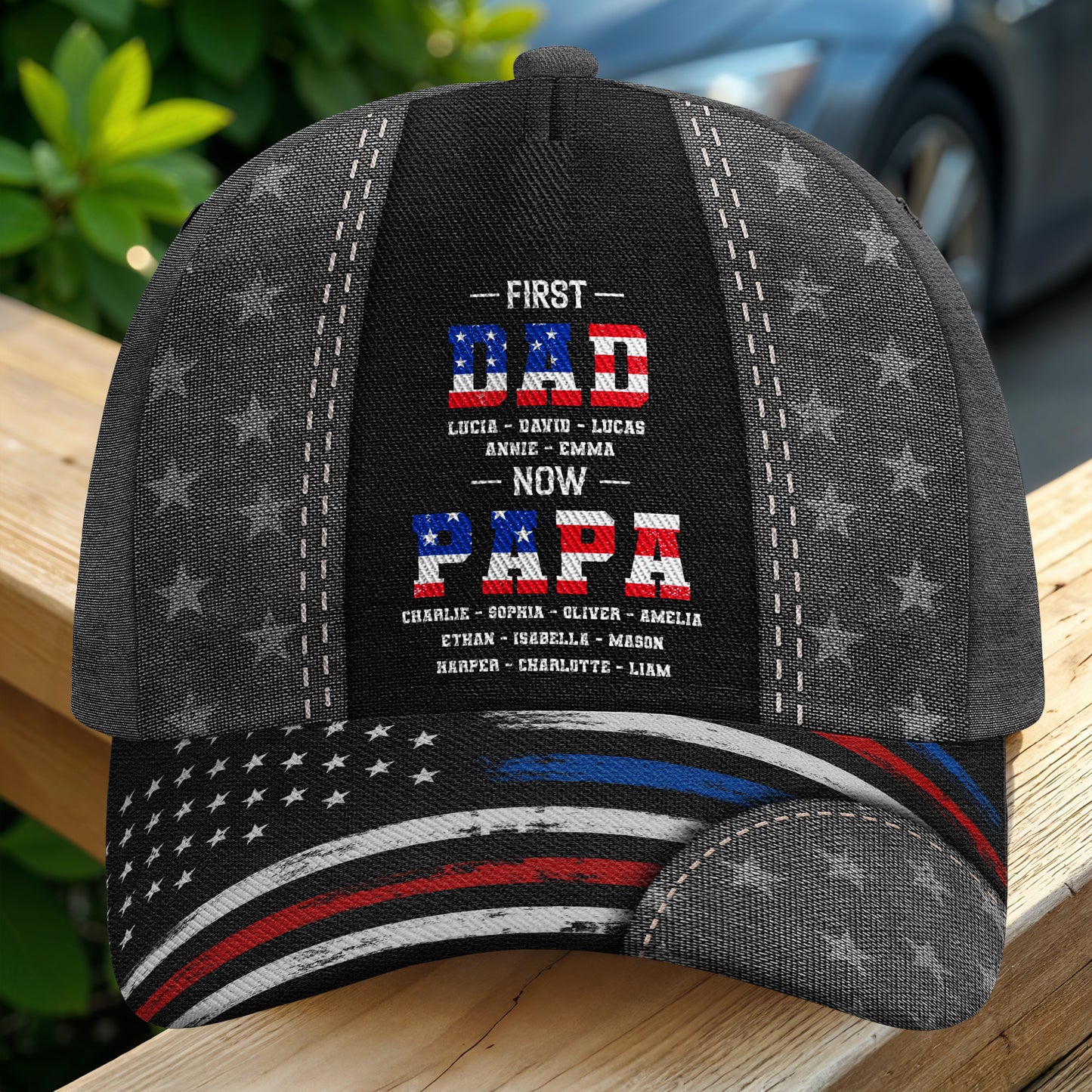 First Dad Now Papa With Stars And Stripes Design - Personalized Classic Cap - GRP047_CCAP