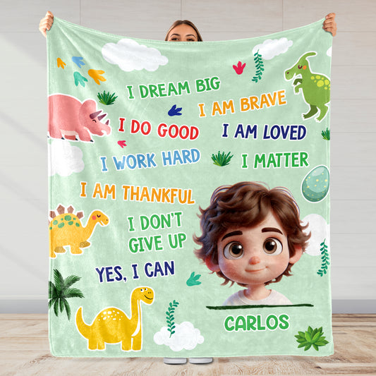 I Dream Big, I Do Good, I Am Brave, Kids Motivational Blanket