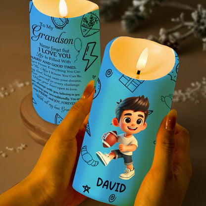 Never Forget That I Love You Be The Man I Know You Can Be - Personalized Custom LED Candle - GSN015_LECA