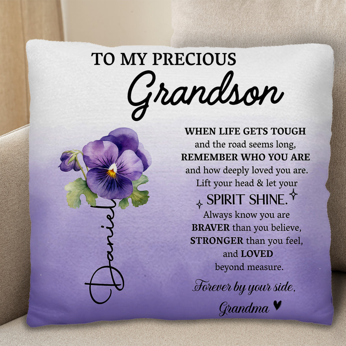 Grandson Spirit Shine Violet Flower Design