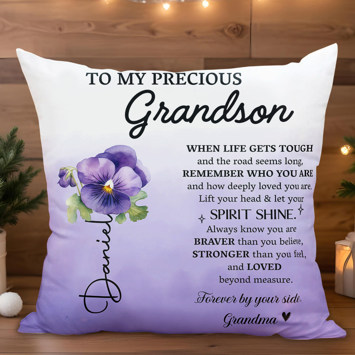 Grandson Spirit Shine Violet Flower Design