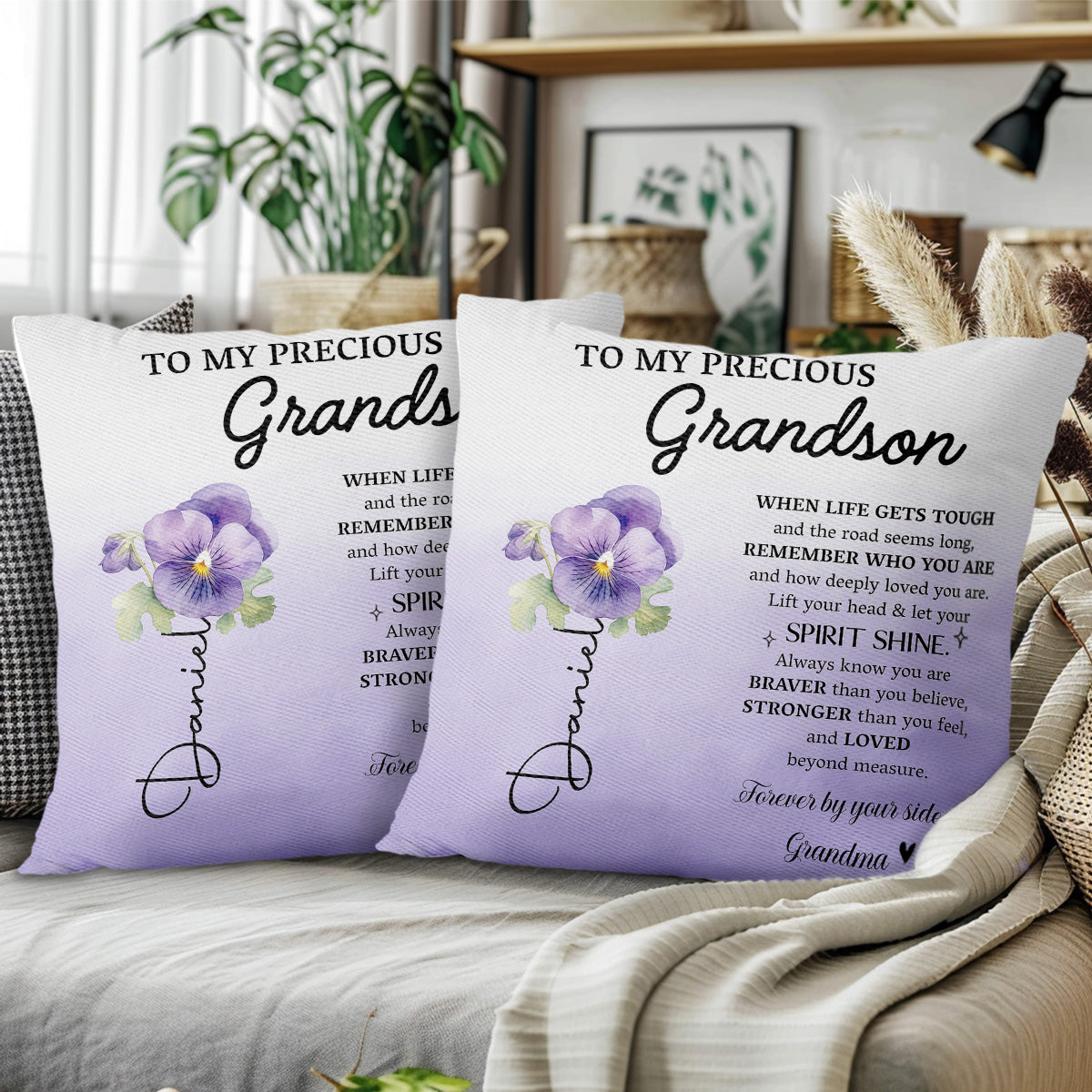 Grandson Spirit Shine Violet Flower Design
