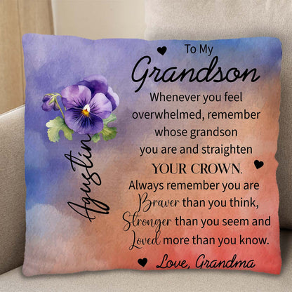 Braver And Stronger Reminder For Grandson With Pansy Flower