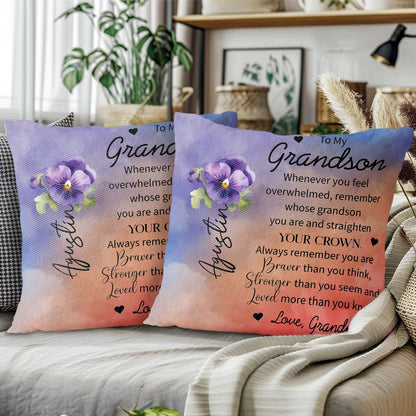Braver And Stronger Reminder For Grandson With Pansy Flower