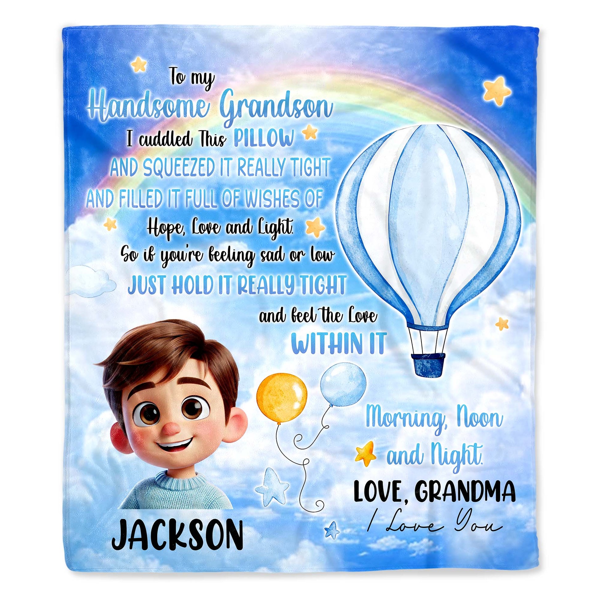 To My Handsome Grandson Love Grandma Hot Air Balloon