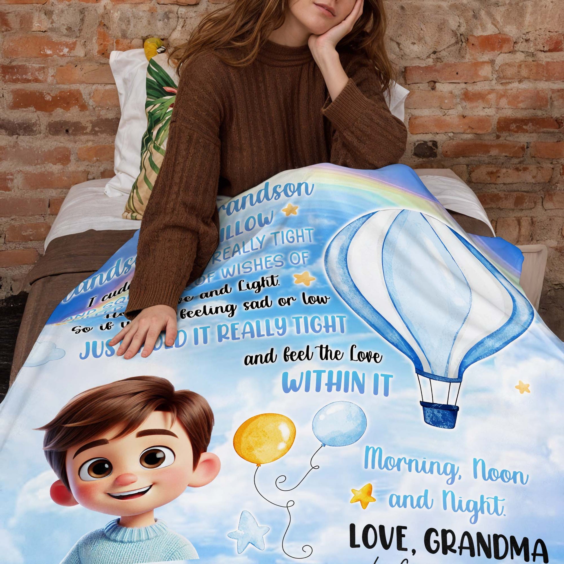 To My Handsome Grandson Love Grandma Hot Air Balloon