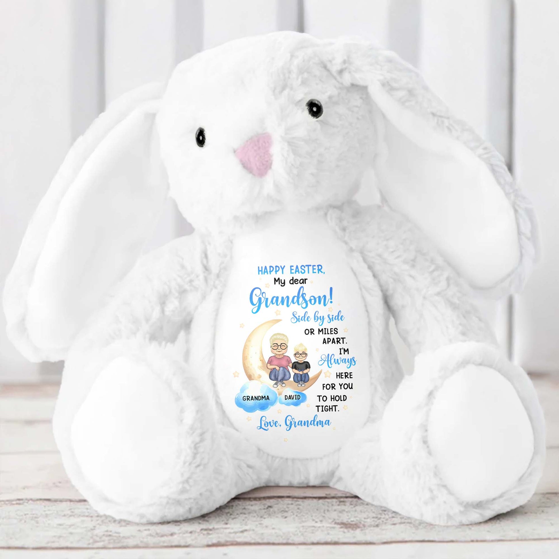 Happy Easter, My Dear Grandson, Side By Side Or Miles Apart, Bunny and Moon