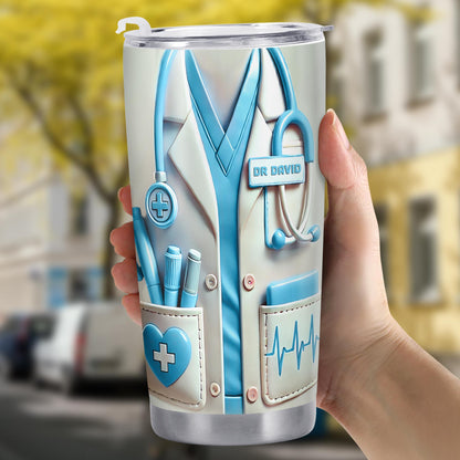 To My Grandson, Be The Man I Know You Can Be, Medical Scrubs and Stethoscope - Personalized Custom Stainless Steel Tumbler 20oz 30oz - GSN051_TB