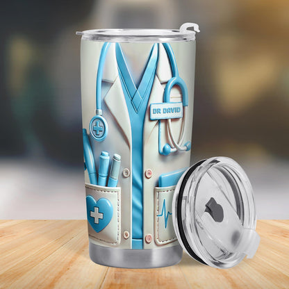 To My Grandson, Be The Man I Know You Can Be, Medical Scrubs and Stethoscope - Personalized Custom Stainless Steel Tumbler 20oz 30oz - GSN051_TB