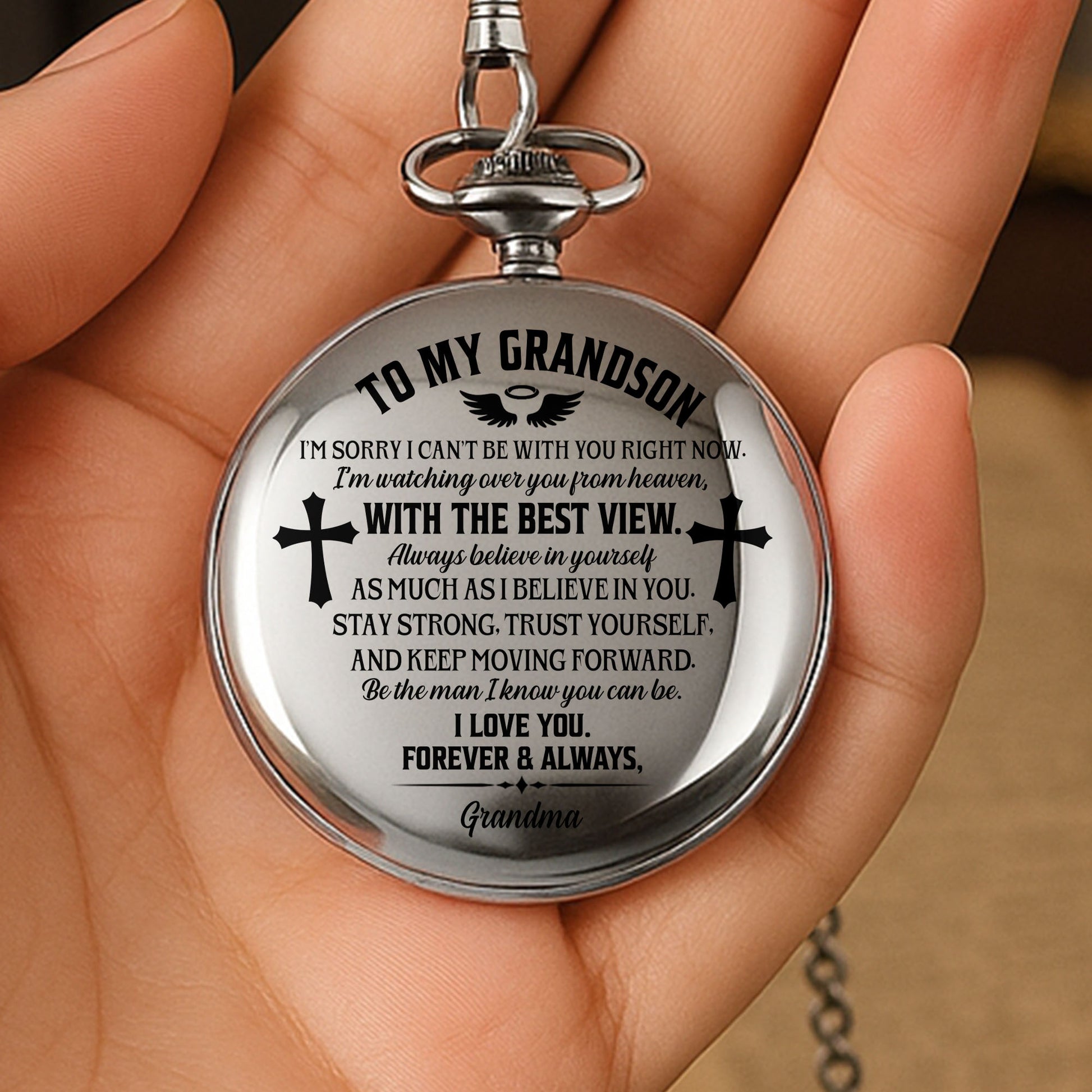 To My Grandson Watching Over You From Heaven Cross