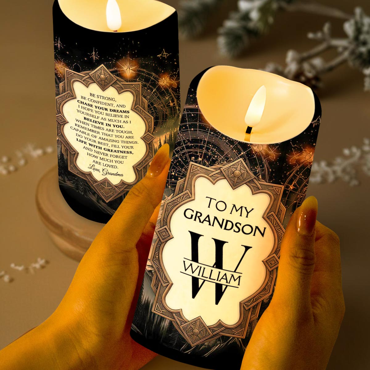 To My Grandson Be Strong And Chase Your Dreams Monogram Mountain