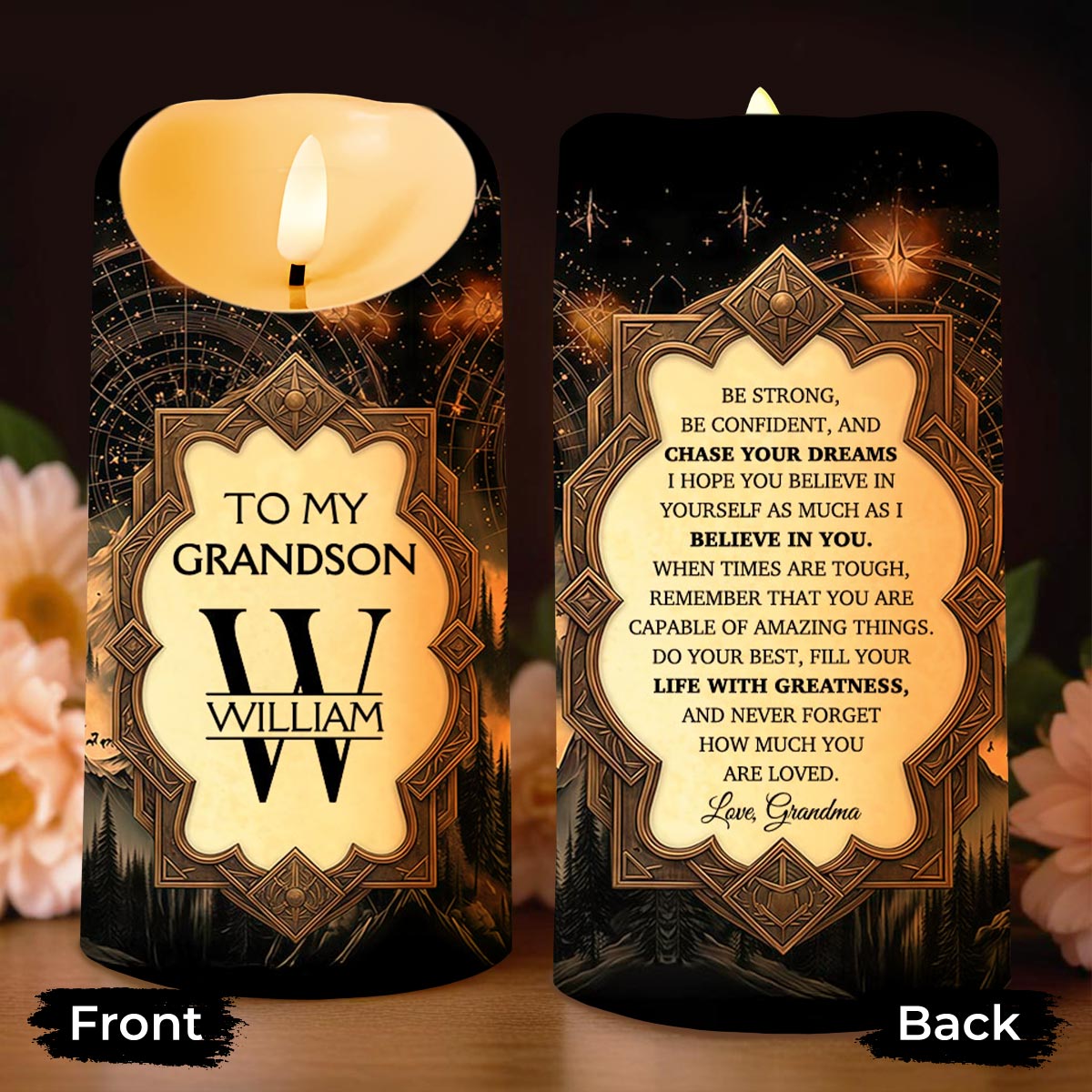 To My Grandson Be Strong And Chase Your Dreams Monogram Mountain