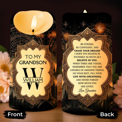 To My Grandson Be Strong And Chase Your Dreams Monogram Mountain