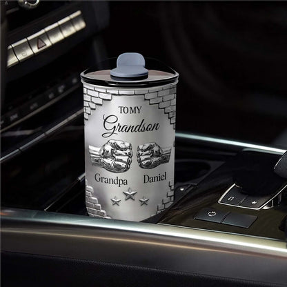 To My Grandson Fist Bump Brick Wall Metallic Style - Personalized Custom 10oz Tumbler - GSN078_MTUM