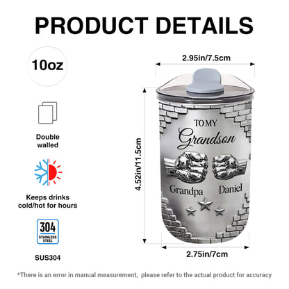 To My Grandson Fist Bump Brick Wall Metallic Style - Personalized Custom 10oz Tumbler - GSN078_MTUM