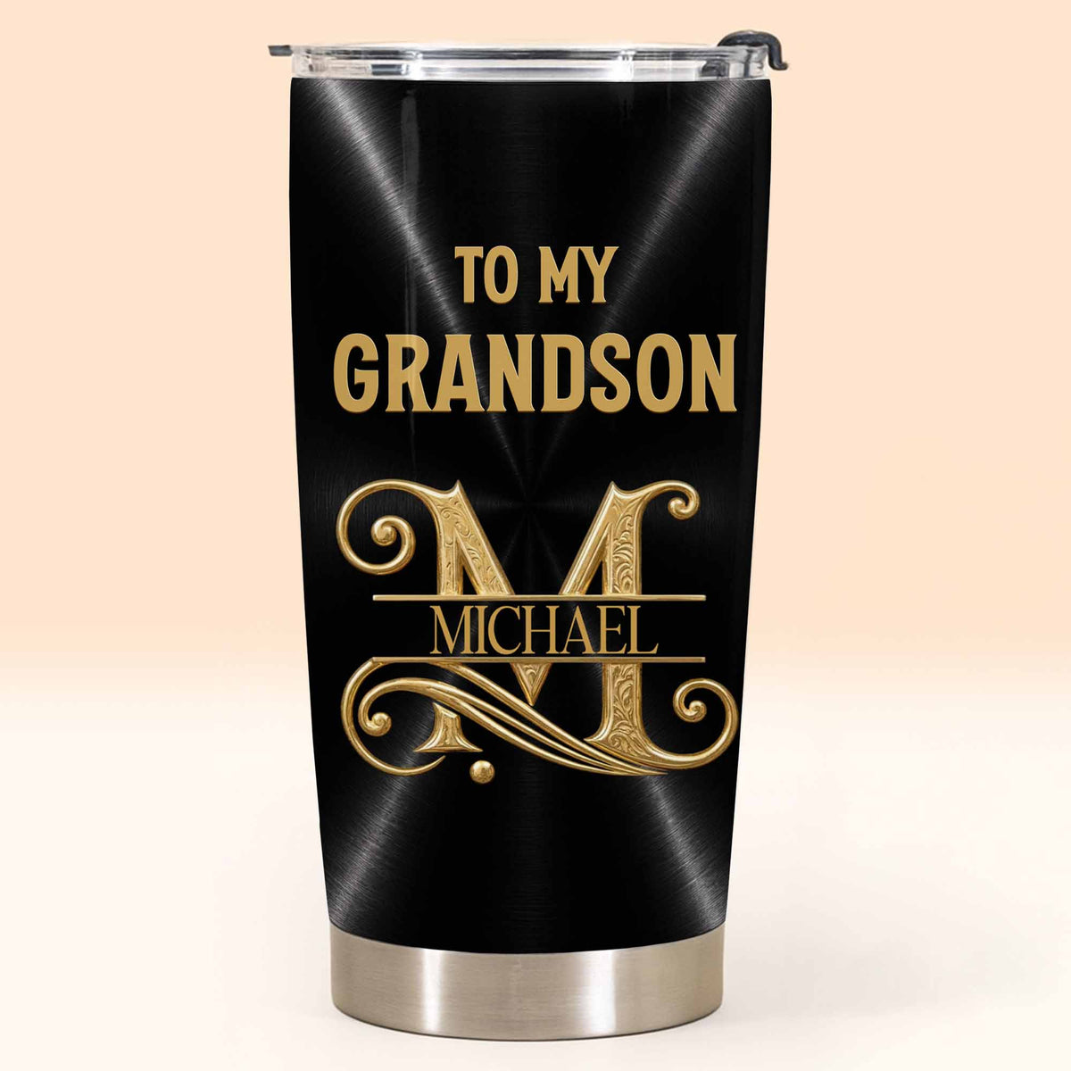 To My Grandson Believe Deep In Your Heart Golden Alphabet Art - Personalized Custom Stainless Steel Tumbler 20oz - GSN086_USTUM