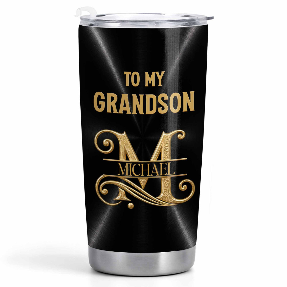 To My Grandson Believe Deep In Your Heart Golden Alphabet Art - Personalized Custom Stainless Steel Tumbler 20oz - GSN086_USTUM