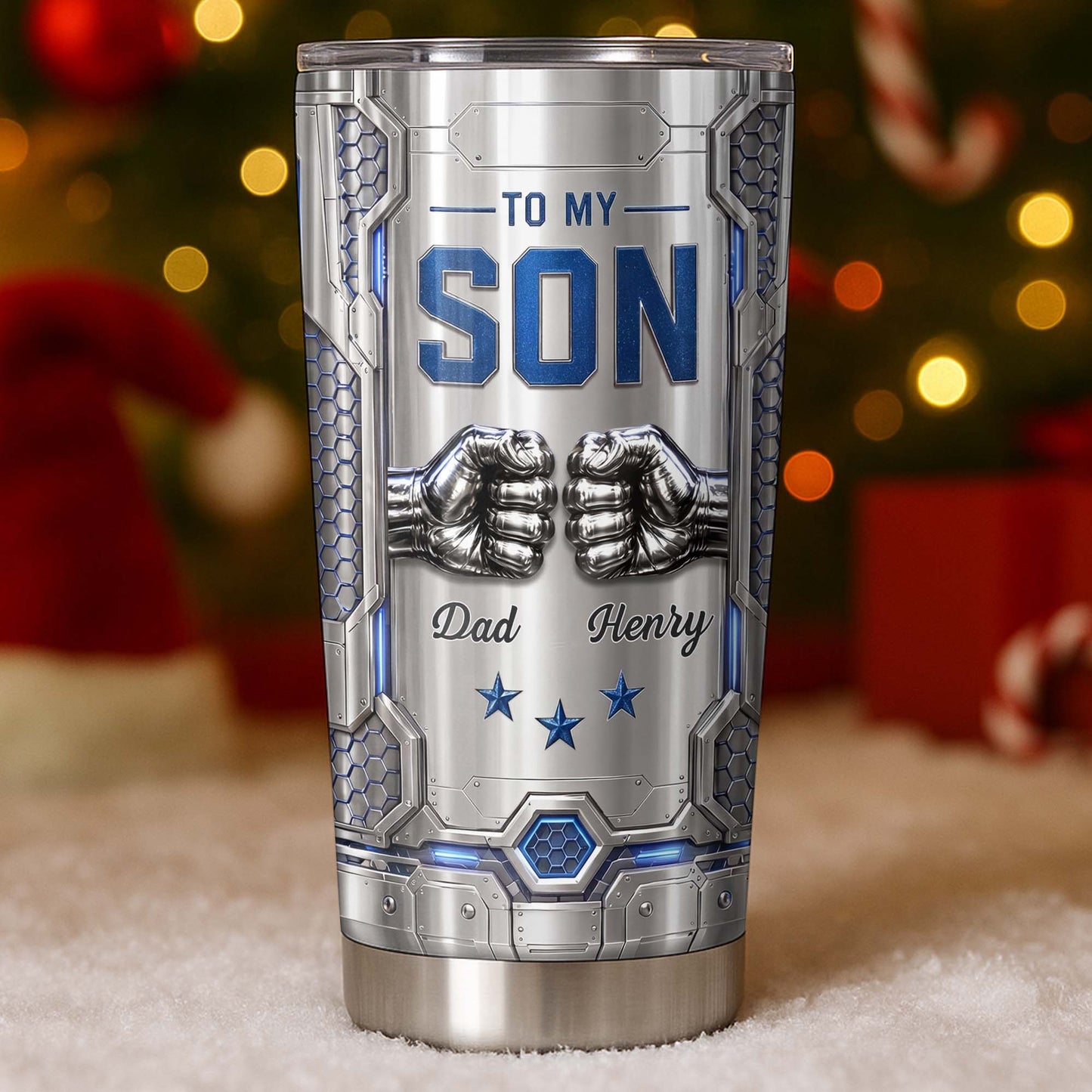 To My Son Never Forget I Love You Fist Bump Armor - Personalized Custom Stainless Steel Tumbler 20oz 30oz - GSN113_TB