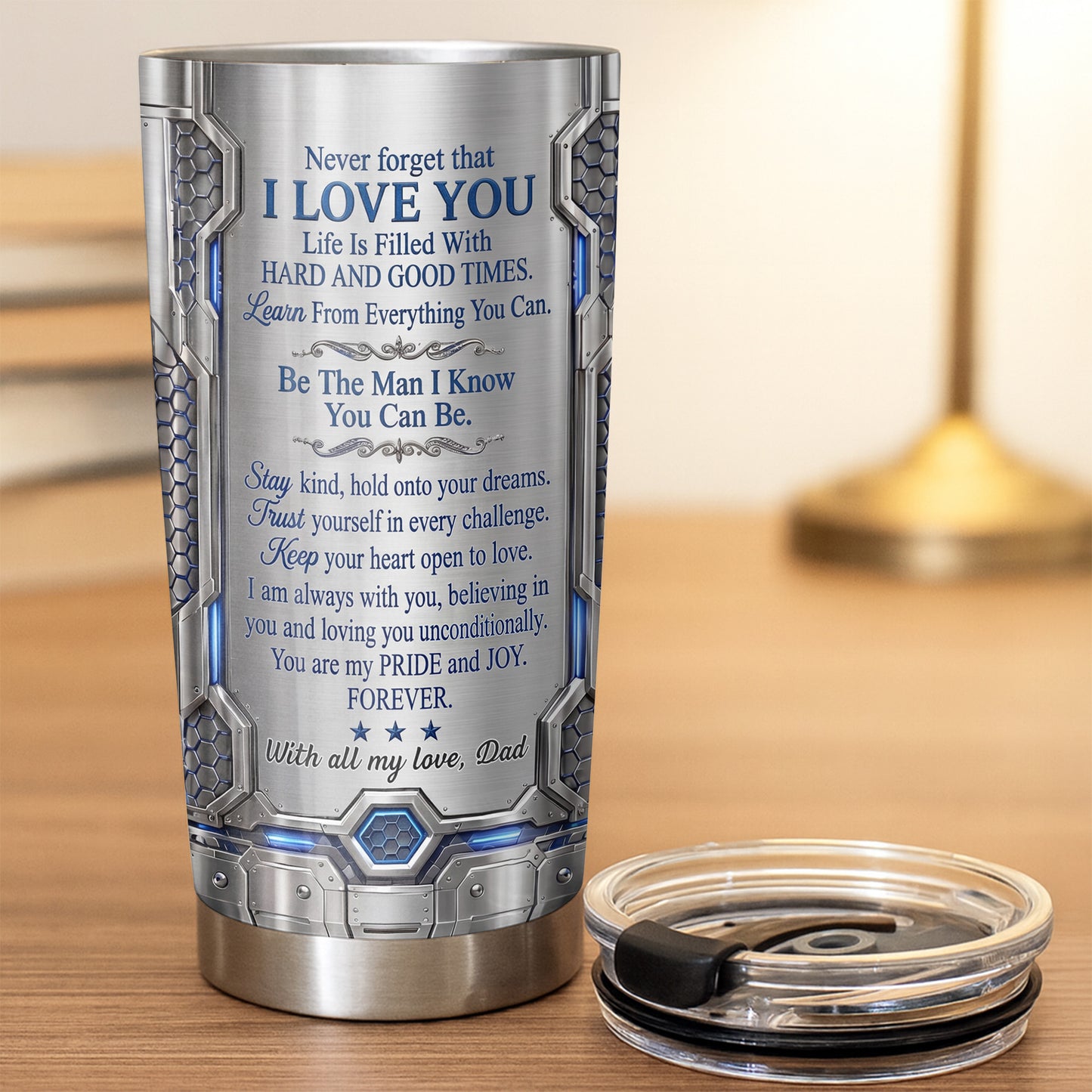 To My Son Never Forget I Love You Fist Bump Armor - Personalized Custom Stainless Steel Tumbler 20oz 30oz - GSN113_TB