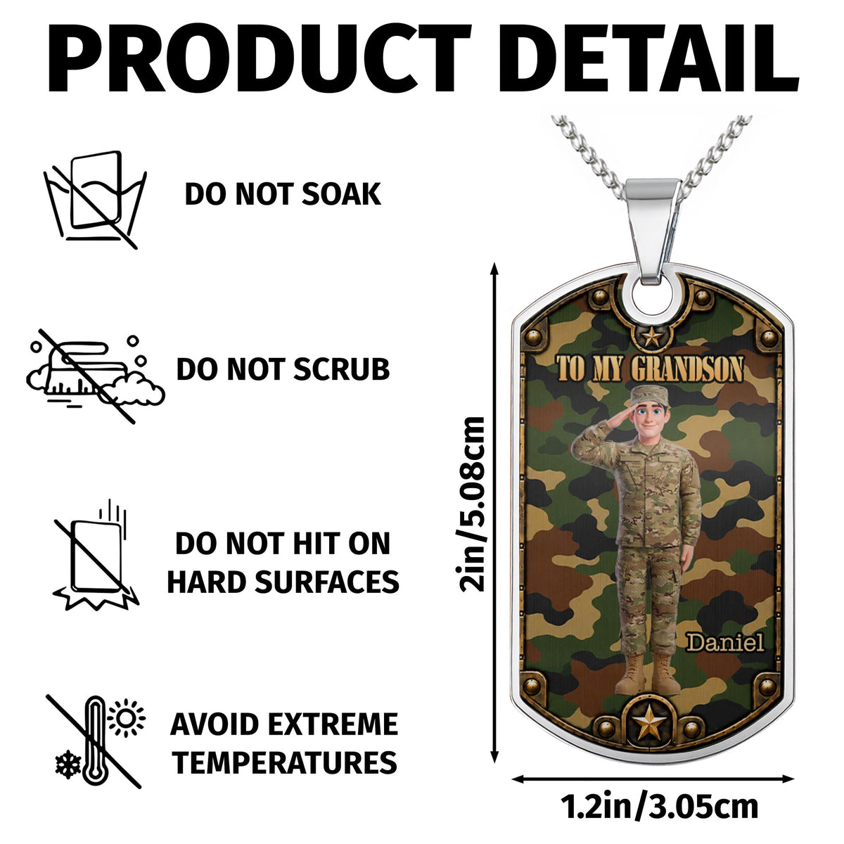 To My Grandson Soldier Camouflage Military Personalized Art - Personalized Custom Dog Tag Necklace - GSN193_DTNECK