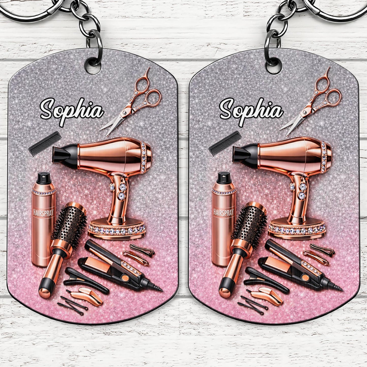 Hair Styling Essentials Hair Dryer And Scissors Glitter Design