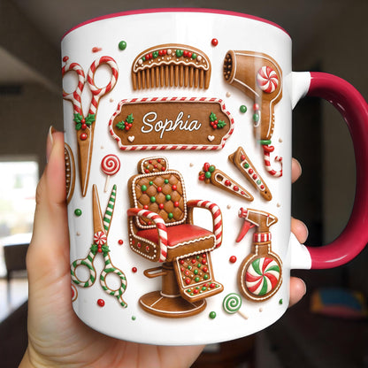 Personalized Gingerbread Salon Tools And Barber Chair - Personalized Custom Accent Mug - HAIR169_AMUG