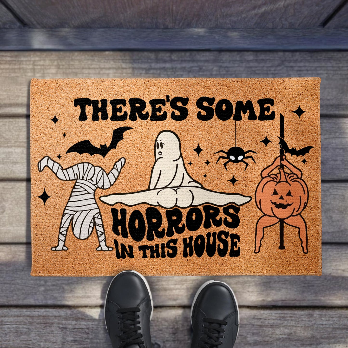 There's Some Horrors In This House Featuring Ghost, Mummy, Pumpkin, Bat