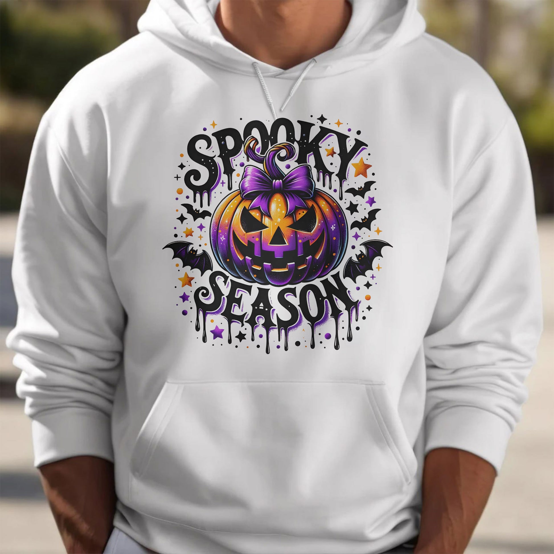 Spooky Season With Pumpkin And Bats
