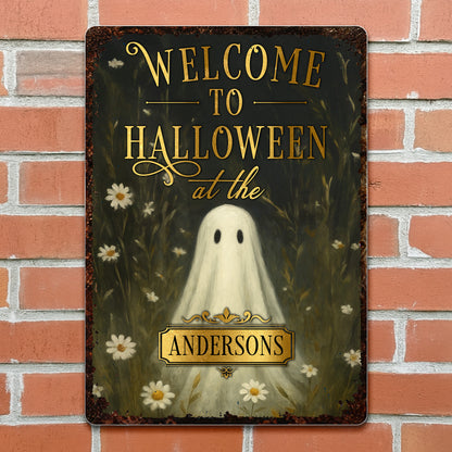 Welcome To Halloween At The Ghost And Flowers Sign