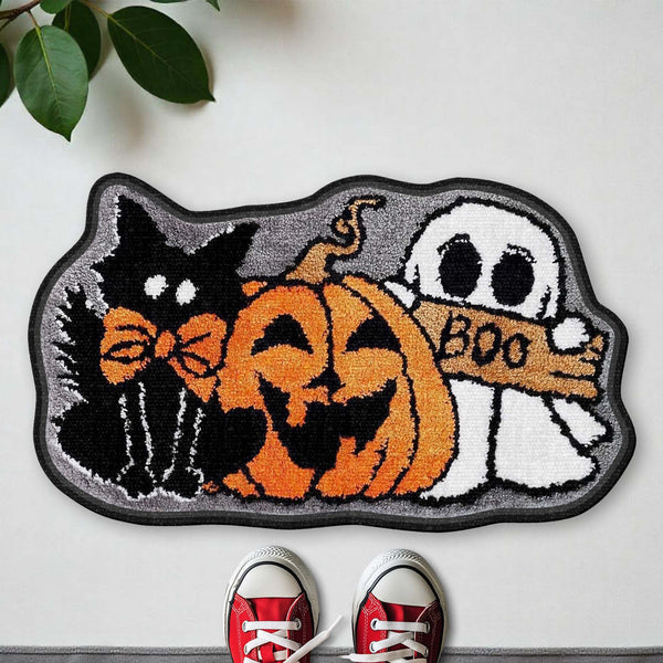 Boo Halloween Cat, Pumpkin And Ghost