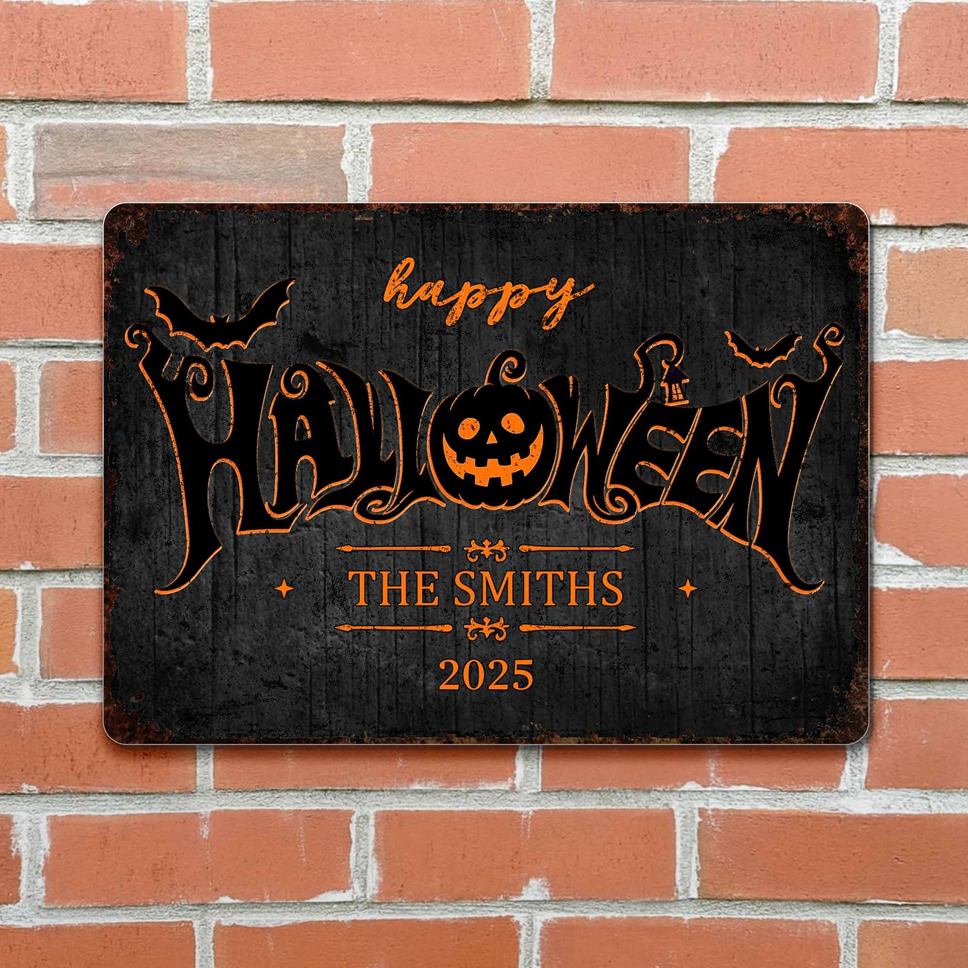 Happy Halloween Pumpkin And Bat Decoration