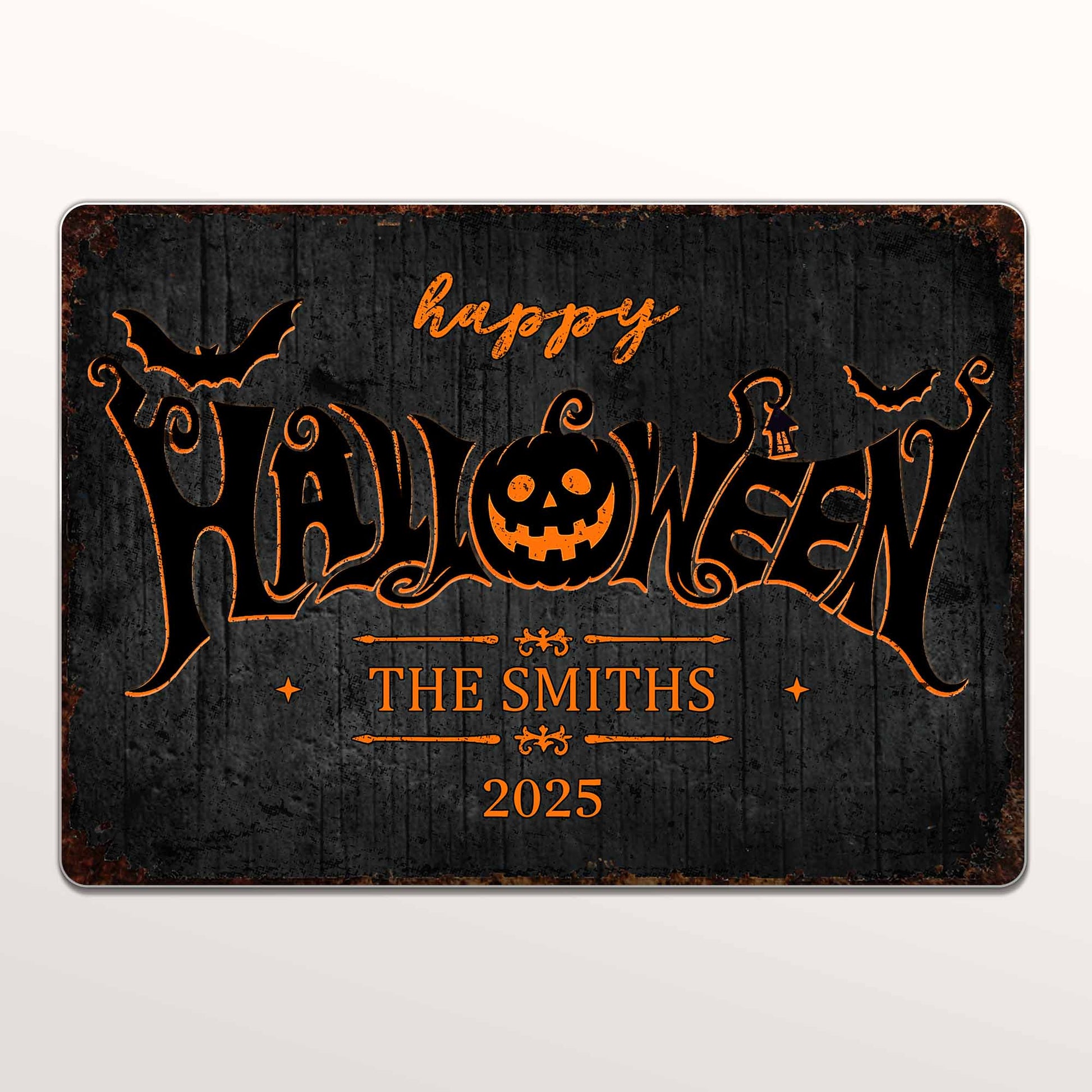 Happy Halloween Pumpkin And Bat Decoration